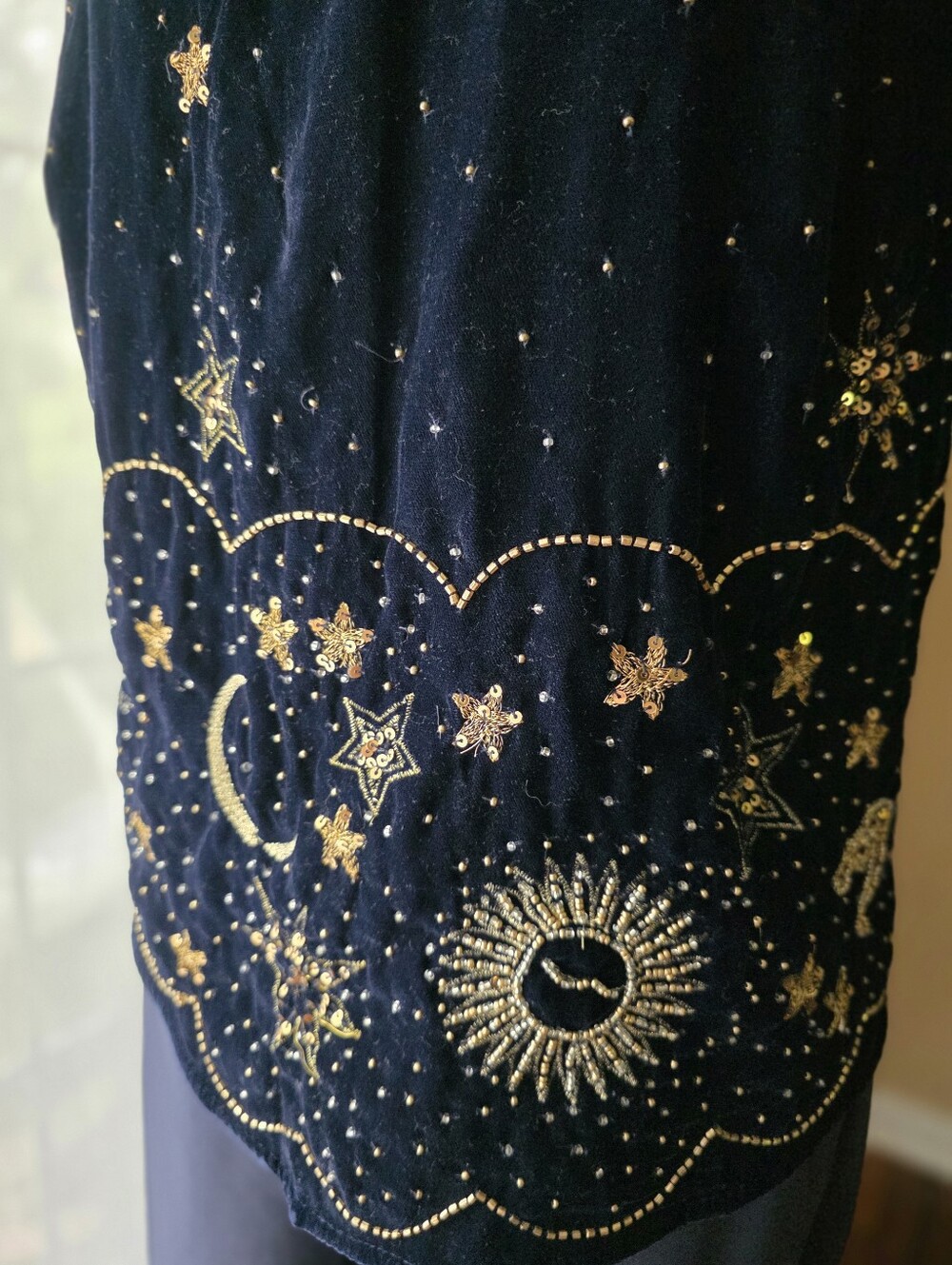Free People Midnight Magic Beaded Moon Star Velvet Celestial Halter Tank Top L - Picture 2 of 12